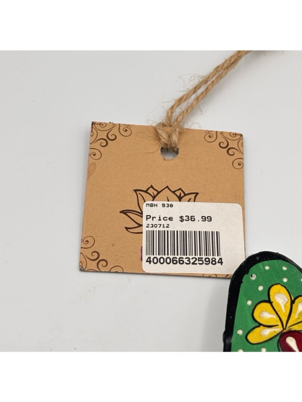 Handmade Painted Floral Butterfly Wind chime iron 21 inches long glass beads - Picture 7 of 16